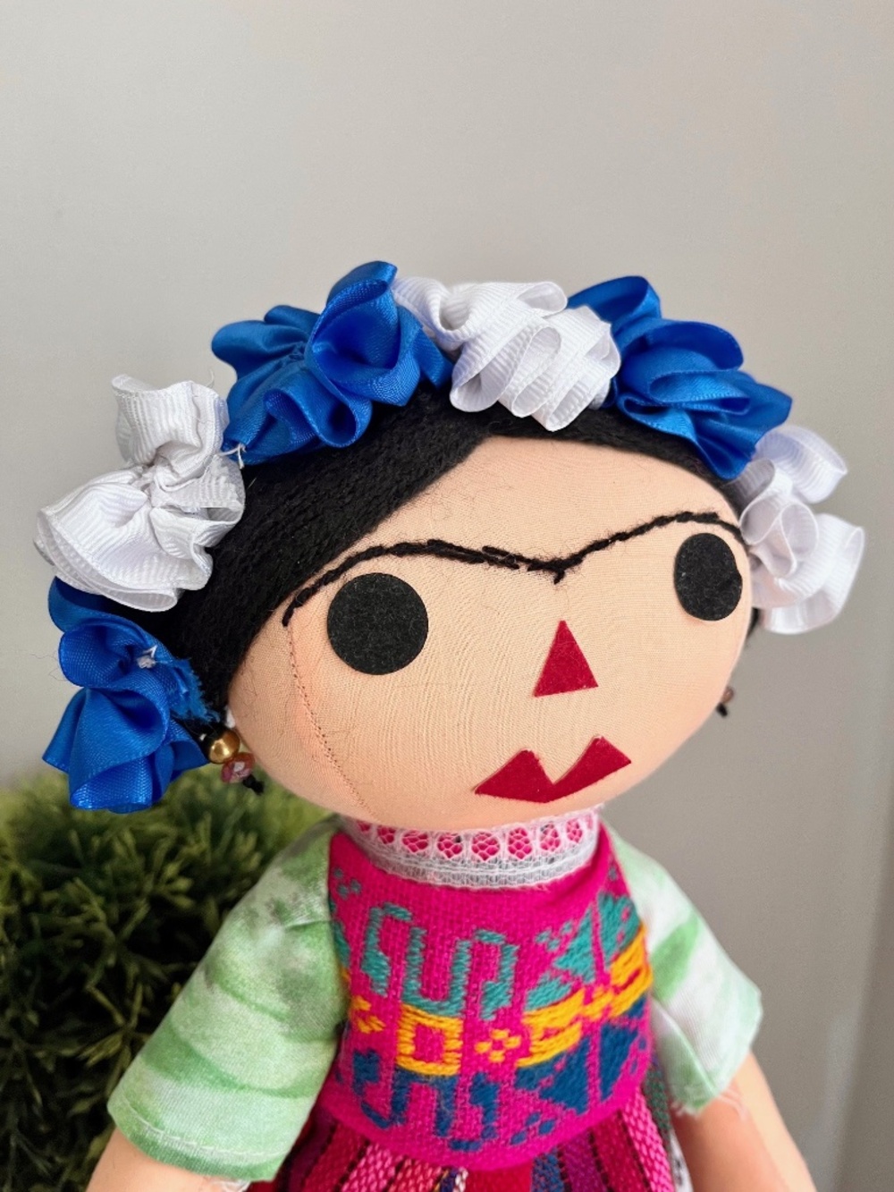 Frida Kahlo Cloth Boho Mexican Folk Art Doll Colourful Shelf Sitter - Picture 13 of 13